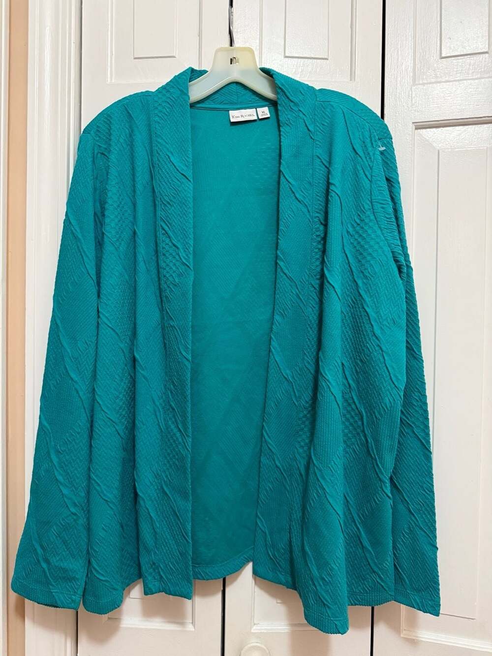 Kim Rogers Women's Teal Textured Open-Front Cardigan XL - Picture 1 of 4